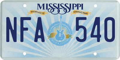 MS license plate NFA540