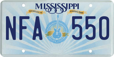 MS license plate NFA550