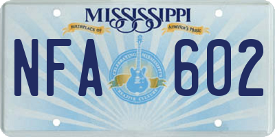 MS license plate NFA602