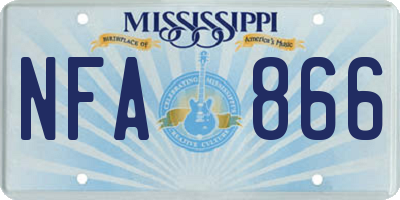 MS license plate NFA866