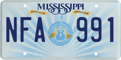 MS license plate NFA991