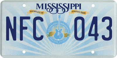MS license plate NFC043