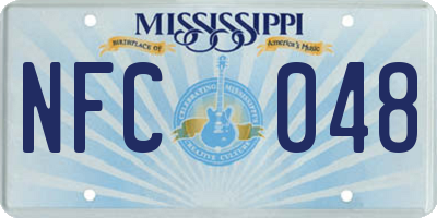MS license plate NFC048