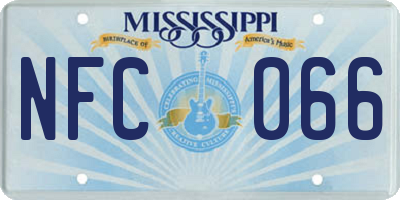 MS license plate NFC066