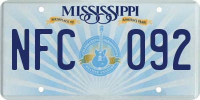 MS license plate NFC092