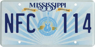 MS license plate NFC114