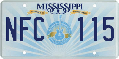 MS license plate NFC115