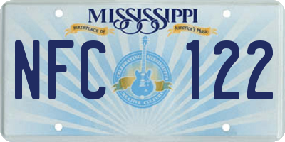 MS license plate NFC122