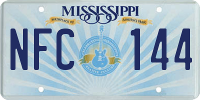 MS license plate NFC144