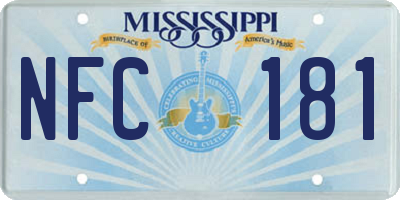 MS license plate NFC181
