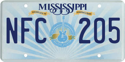 MS license plate NFC205