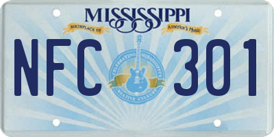 MS license plate NFC301