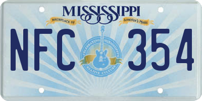MS license plate NFC354