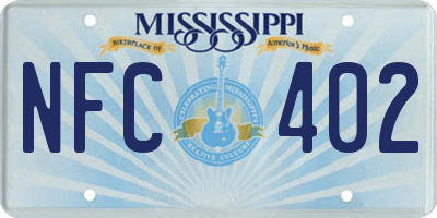 MS license plate NFC402