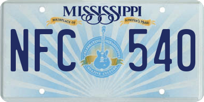 MS license plate NFC540