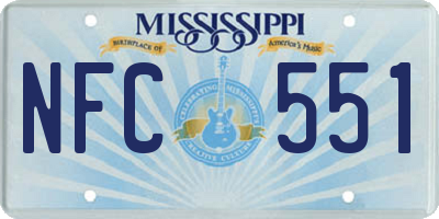 MS license plate NFC551