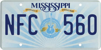 MS license plate NFC560