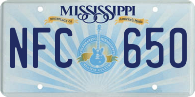 MS license plate NFC650