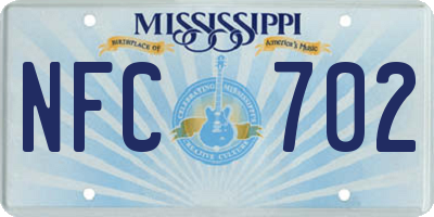 MS license plate NFC702