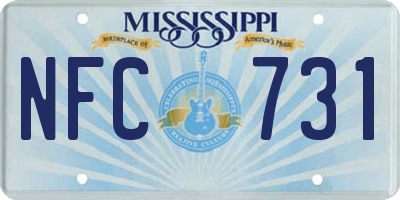 MS license plate NFC731
