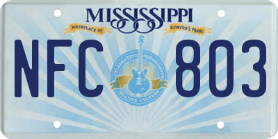 MS license plate NFC803