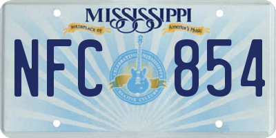 MS license plate NFC854