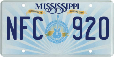 MS license plate NFC920