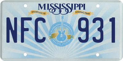 MS license plate NFC931