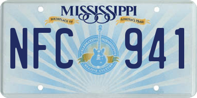 MS license plate NFC941