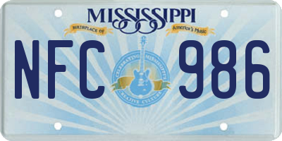 MS license plate NFC986