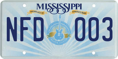 MS license plate NFD003