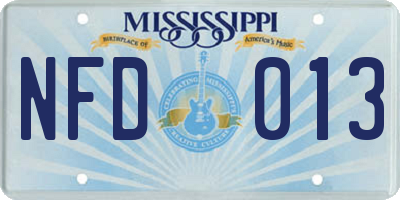 MS license plate NFD013
