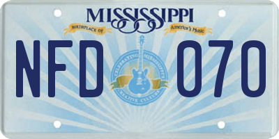 MS license plate NFD070