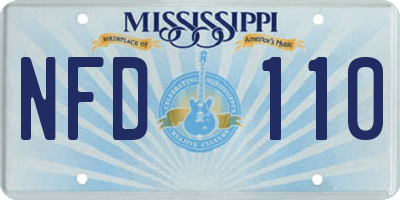 MS license plate NFD110