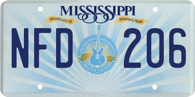 MS license plate NFD206