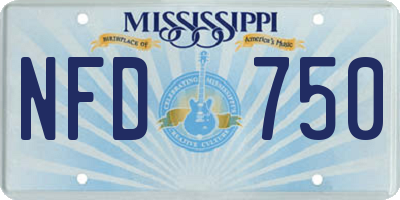 MS license plate NFD750