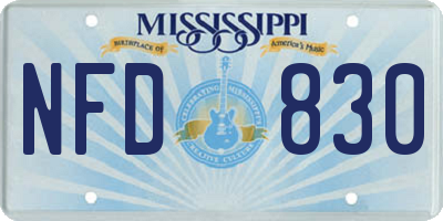 MS license plate NFD830