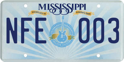MS license plate NFE003