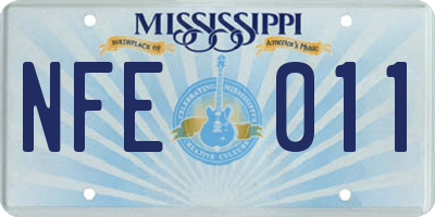 MS license plate NFE011