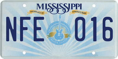 MS license plate NFE016