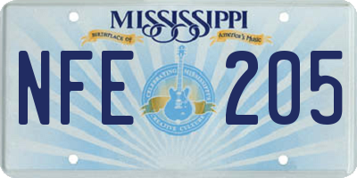 MS license plate NFE205