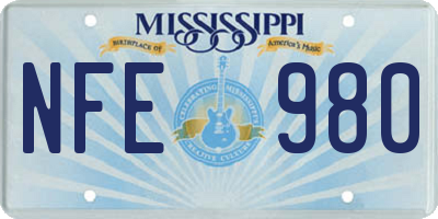 MS license plate NFE980