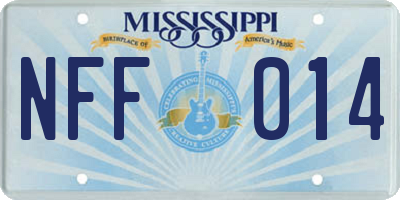 MS license plate NFF014