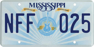 MS license plate NFF025