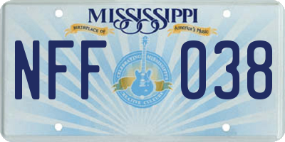 MS license plate NFF038