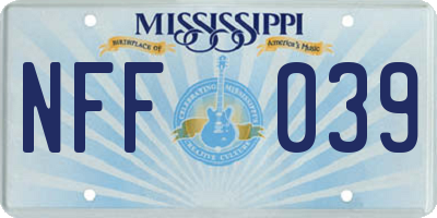 MS license plate NFF039