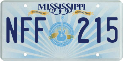 MS license plate NFF215