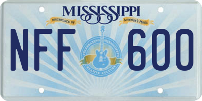 MS license plate NFF600