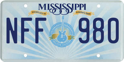 MS license plate NFF980