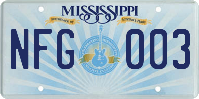MS license plate NFG003